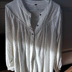 Free People White Textured oversized Blouse